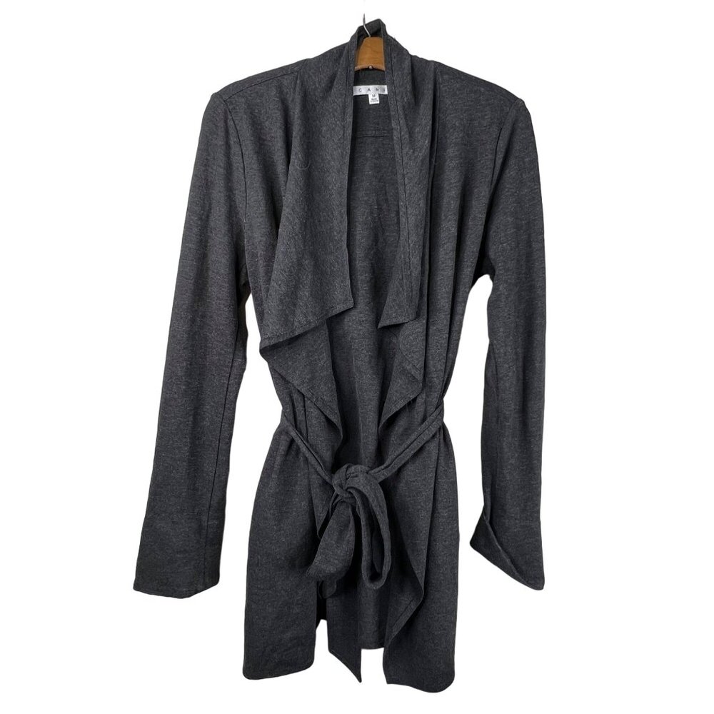 Cabi 956 Take Charge Cardigan Size Medium Belted Drape Sweater Long Sleeve Gray